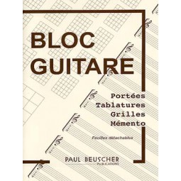 CAHIER BLOC TABLATURE GUITARE 