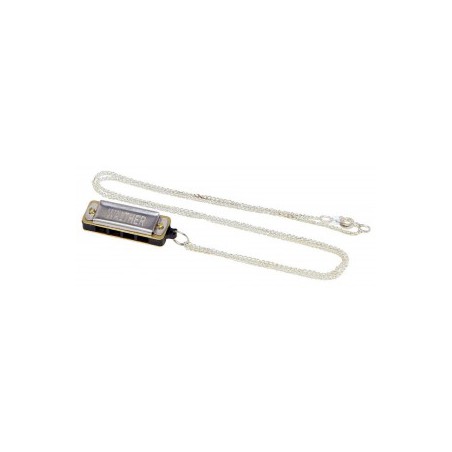 HARMONICA MINIATURE WALTHER EN DO 8 NOTES + CHAINE