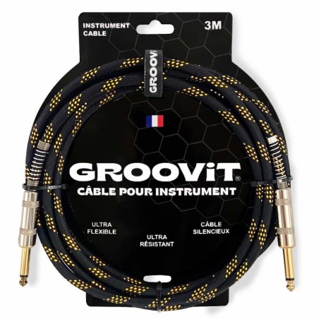 CABLE GROOVIT TRESSE TWEED JACK/JACK DROIT 3M NOIR