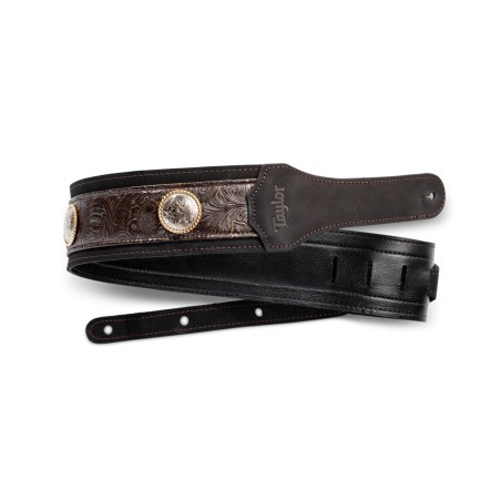 SANGLE TAYLOR CUIR GRAND PACIFIC 3" NICKEL CONCHO