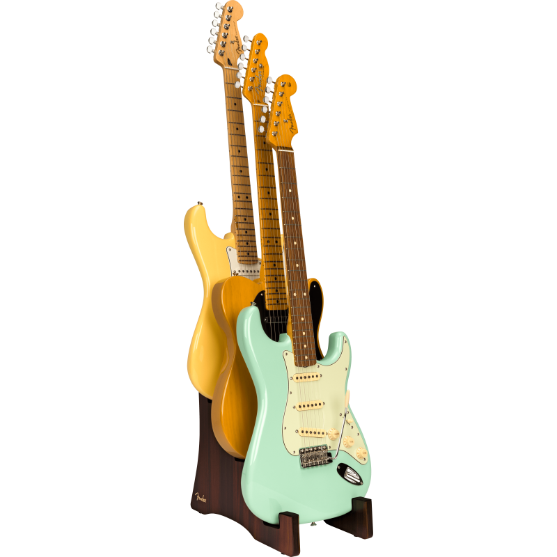 STAND GUITARE FENDER EN BOIS POUR 3 GUITARES ELECTRIQUES
