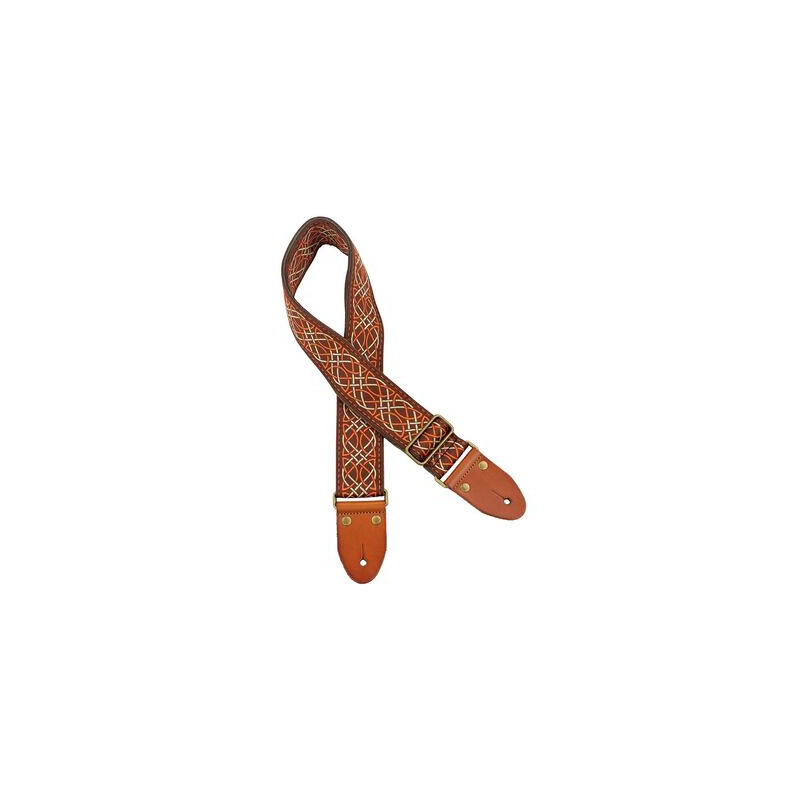 SANGLE GUITARE GAUCHO AUTHENTIC DELUXE JACQUARD WEAVE MARRON/ORANGE/BLANC