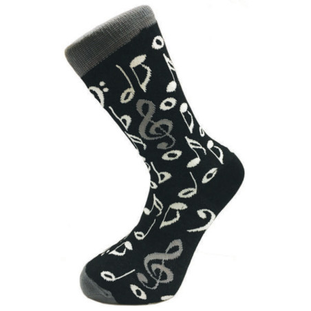 CHAUSSETTES NOIRES NOTATION MUSIQUE GRIS/BLANC MGCSOC14