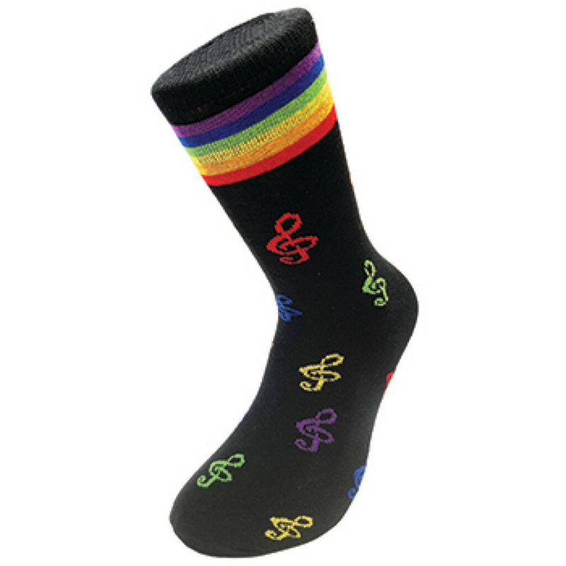 CHAUSSETTES NOIRES CLES DE SOL MULTICOULEUR TAILLE 39/45 SOC10