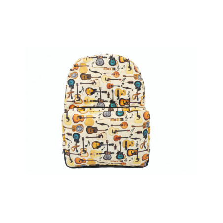 SAC A DOS BE CLASSIC MOTIFS GUITARES COLORIS CREME