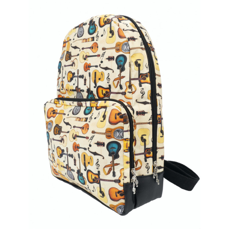 SAC A DOS BE CLASSIC MOTIFS GUITARES COLORIS CREME