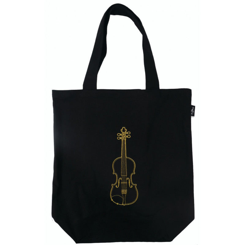 SAC TISSU CITY SHOPPER VIOLON NOIR / GOLD BRODE B3055