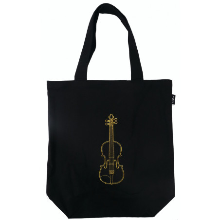 SAC TISSU CITY SHOPPER VIOLON NOIR / GOLD BRODE B3055