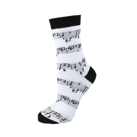 CHAUSSETTES 35/38 BLANCHES MOTIF PARTITIONS SOBB3538
