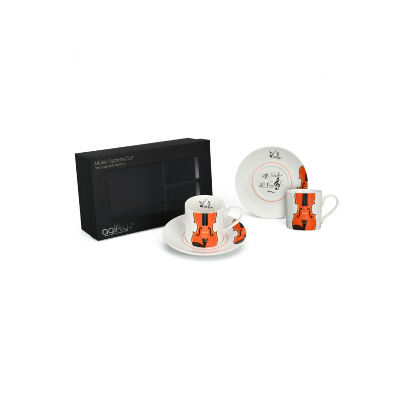 TASSES ESPRESSO MOTIF VIOLON 2 PIECES