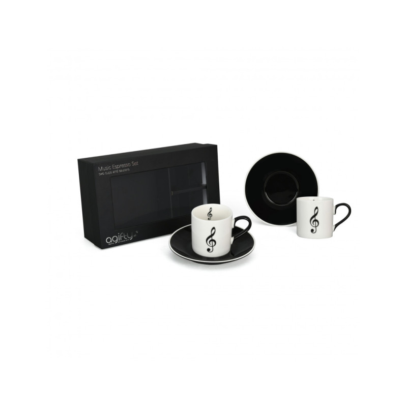 TASSES ESPRESSO MOTIF CLE DE SOL 2 PIECES
