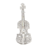 BROCHE VIOLON ARGENTE ET STRASS BOITE VELOUR BLEU