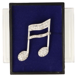BROCHE DOUBLE CROCHE ARGENTE ET STRASS