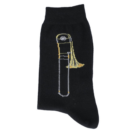 CHAUSSETTES 39/42 NOIRES MOTIF TROMBONE MUSIK-BOUTIQUE SOTB3942