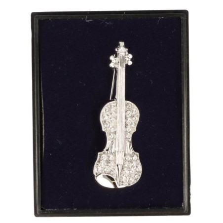 BROCHE VIOLON ARGENTE ET STRASS 9942BRVI