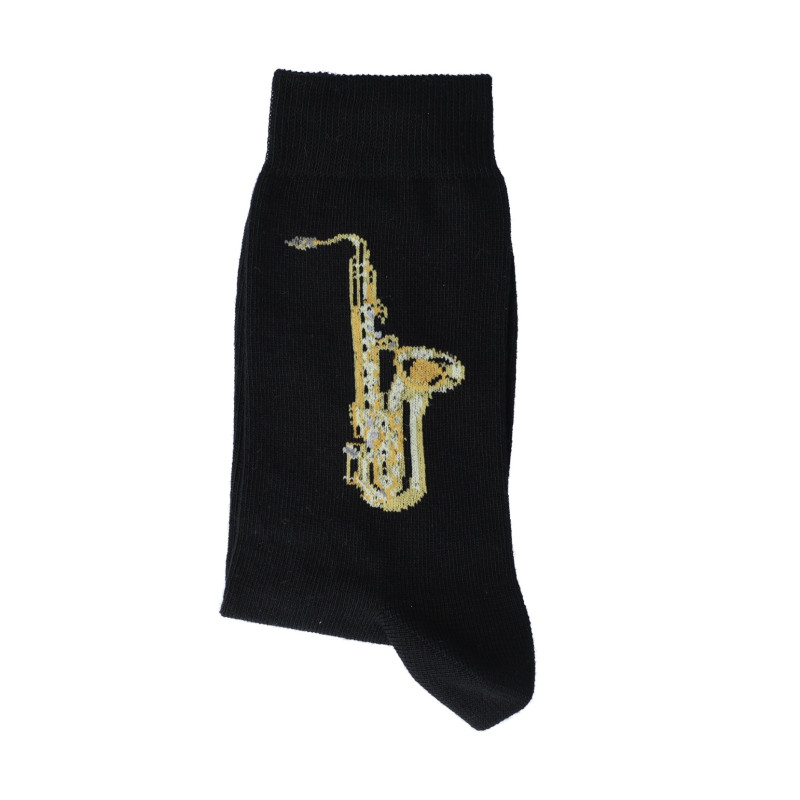 CHAUSSETTES 39/42 NOIRES MOTIF SAX MUSIK-BOUTIQUE SOSX3942