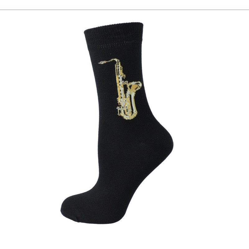 CHAUSSETTES 39/42 NOIRES MOTIF SAX MUSIK-BOUTIQUE SOSX3942