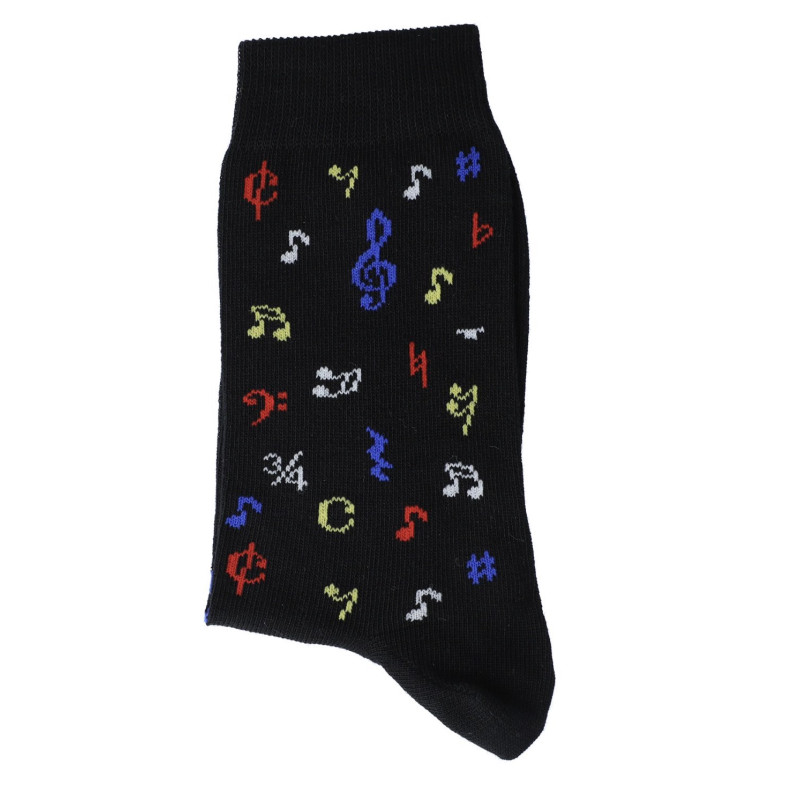 CHAUSSETTES 43/45 NOIRES MOTIF NOTES COLOREES MUSIK-BOUTIQUE SOBU4345