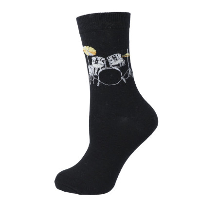 CHAUSSETTES 43/45 NOIRES MOTIF BATTERIE MUSIK-BOUTIQUE SODR4345