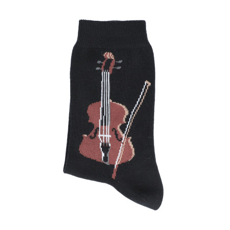 CHAUSSETTES 39/42 NOIRES VIOLON MARRON MUSIK-BOUTIQUE SOVI3942