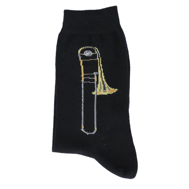 CHAUSSETTES 43/45 NOIRES MOTIF TROMBONE MUSIK-BOUTIQUE SOTB4345