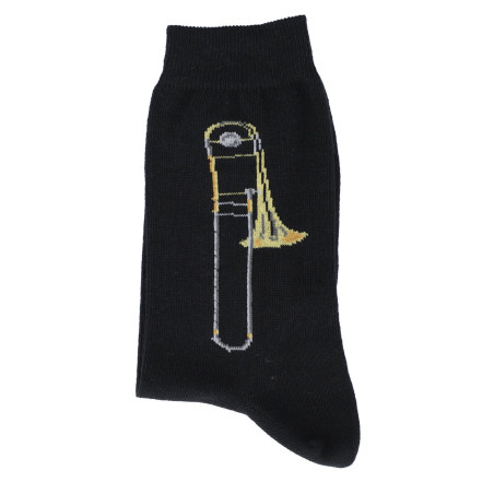 CHAUSSETTES 43/45 NOIRES MOTIF TROMBONE MUSIK-BOUTIQUE SOTB4345