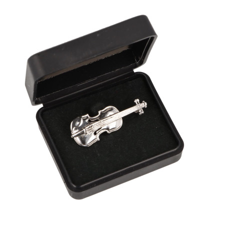BROCHE VIOLON ARGENTE MATE BOITE CADEAU