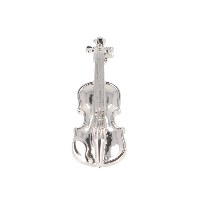 BROCHE VIOLON ARGENTE MATE BOITE CADEAU