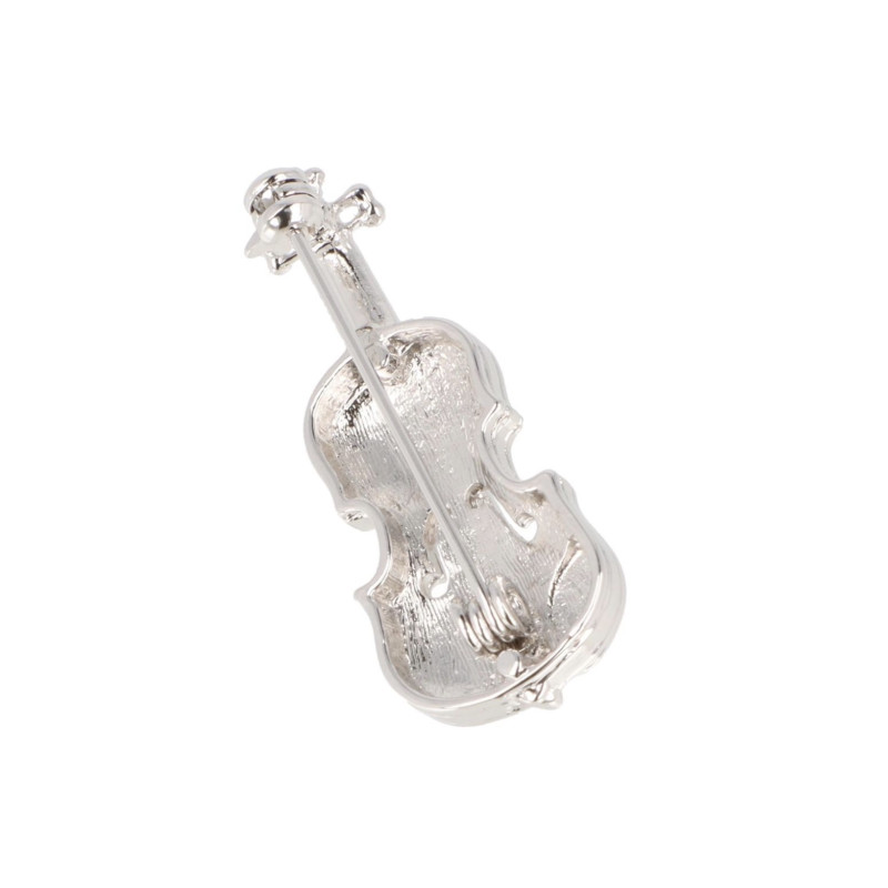BROCHE VIOLON ARGENTE MATE BOITE CADEAU