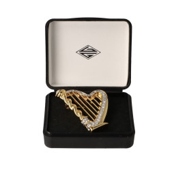 BROCHE HARPE DORE ET STRASS