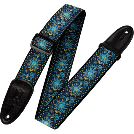 SANGLE LEVY'S GUITARE TISSU MOTIF HOOTENANY BLUE M8KT-04
