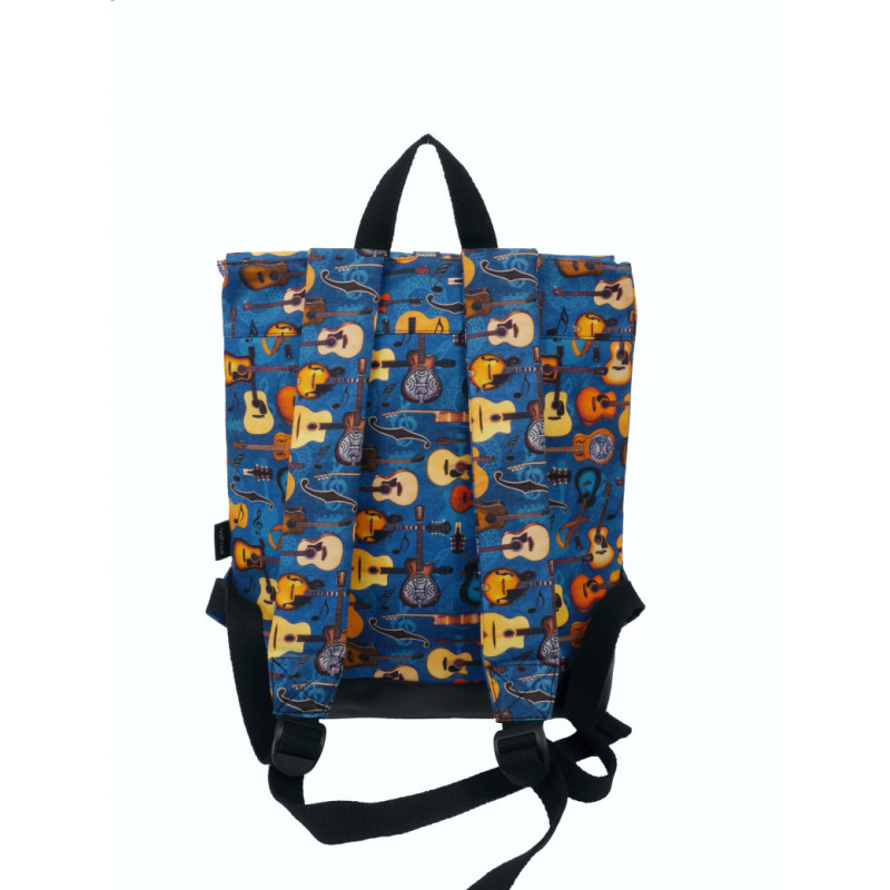 SAC A DOS BE PASSIONATE MOTIFS GUITARES COLORIS BLEU