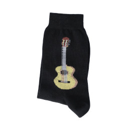 CHAUSSETTES 43/45 NOIRES MOTIF GUITARE BEIGE MARRON MUSIK-BOUTIQUE SOCG4345