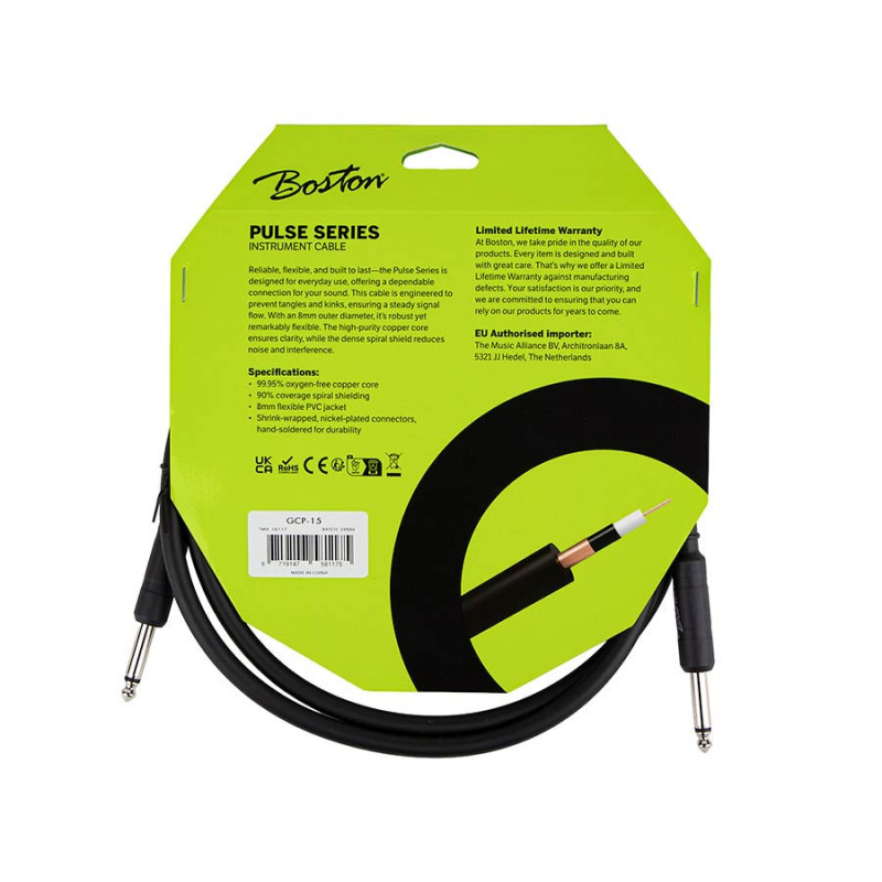 CABLE BOSTON PULSE SERIES JACK/JACK 1,5M GCP15