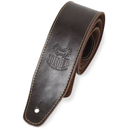 SANGLE SOLDIER CUIR LISSE MARRON FONCE GL01402