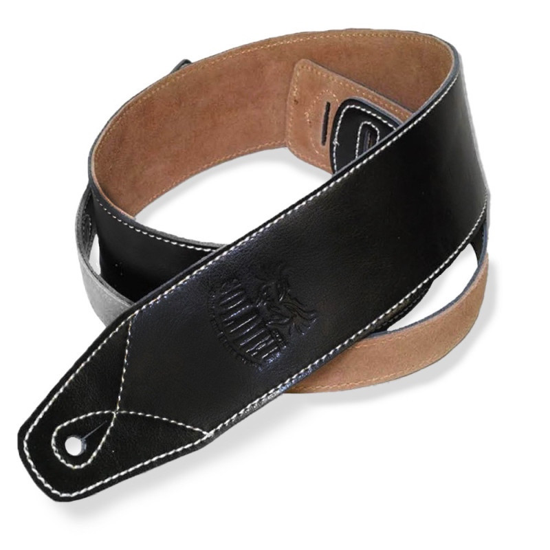 SANGLE SOLDIER CUIR LISSE MOTIF SURPIQURE NOIR GL01501