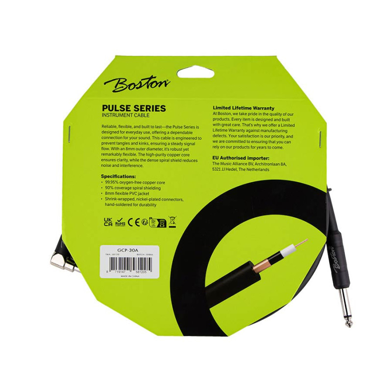 CABLE BOSTON PULSE SERIES JACK/JACK COUDE 3M GCP30A