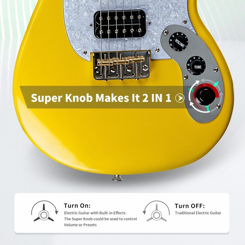 GUITARE ELECTRIQUE FLAMMA E1000 GUITARE DSP CYBER YELLOW