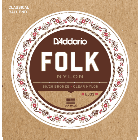 D'ADDARIO FOLK NYLON À BOULE EJ33