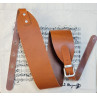 SANGLE LIAM'S GUITARE BASSE CUIR 8CM MARRON CLAIR A BOUCLE W4