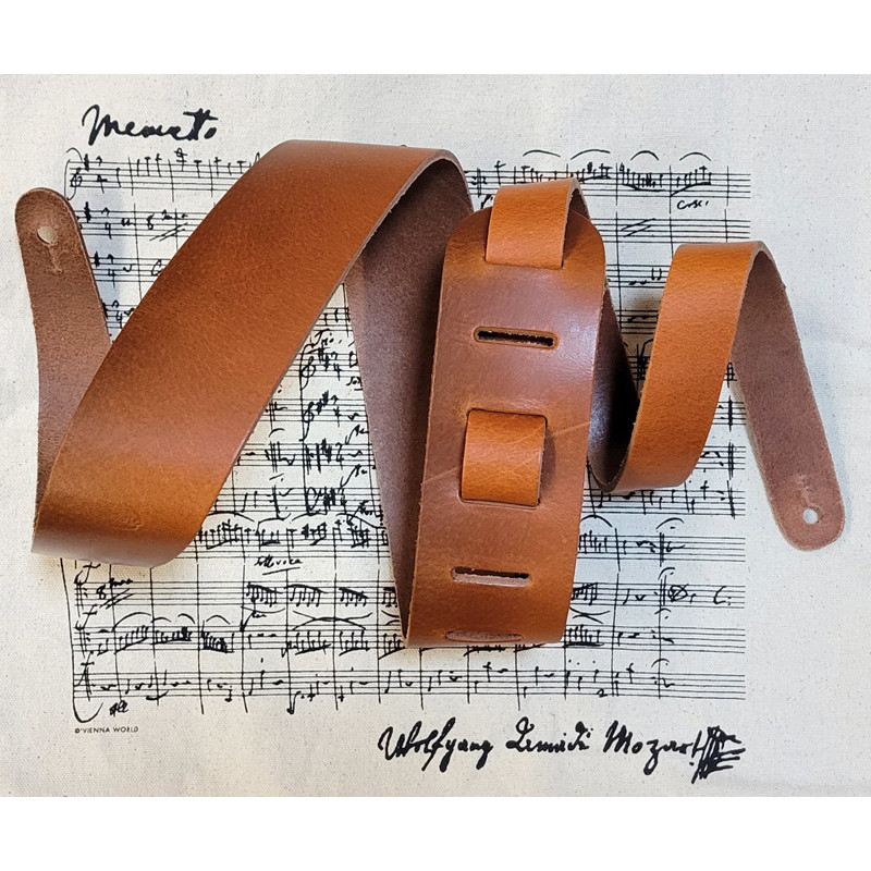 SANGLE LIAM'S GUITARE CUIR 6CM MARRON CLAIR W1