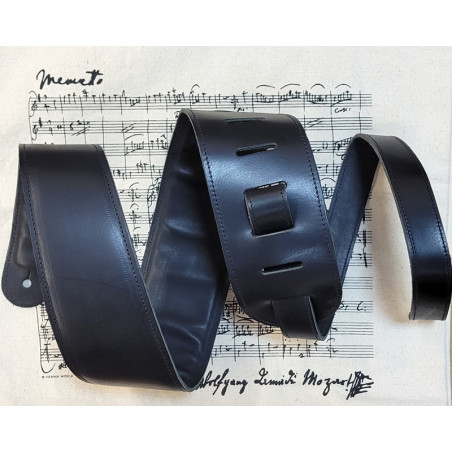 SANGLE LIAM'S GUITARE CUIR NOIR LARGE 8 CM REMBOURRÉE W11 NOIR
