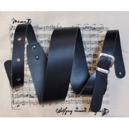 SANGLE LIAM'S GUITARE CUIR NOIR A BOUCLE 6CM W3