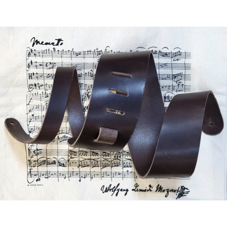 SANGLE LIAM'S GUITARE BASSE CUIR 8CM MARRON FONCE W2