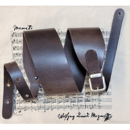 SANGLE LIAM'S GUITARE BASSE CUIR 8CM MARRON FONCE A BOUCLE W4