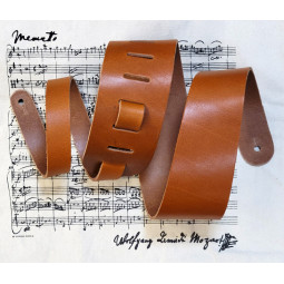 SANGLE LIAM'S GUITARE BASSE CUIR 8CM MARRON CLAIR W2