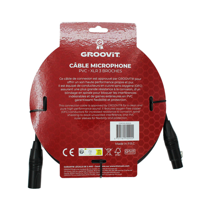 CABLE GROOVIT XLR MALE/XLR FEMELLE 3,5M