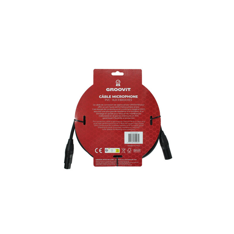 CABLE GROOVIT XLR MALE/XLR FEMELLE 5M
