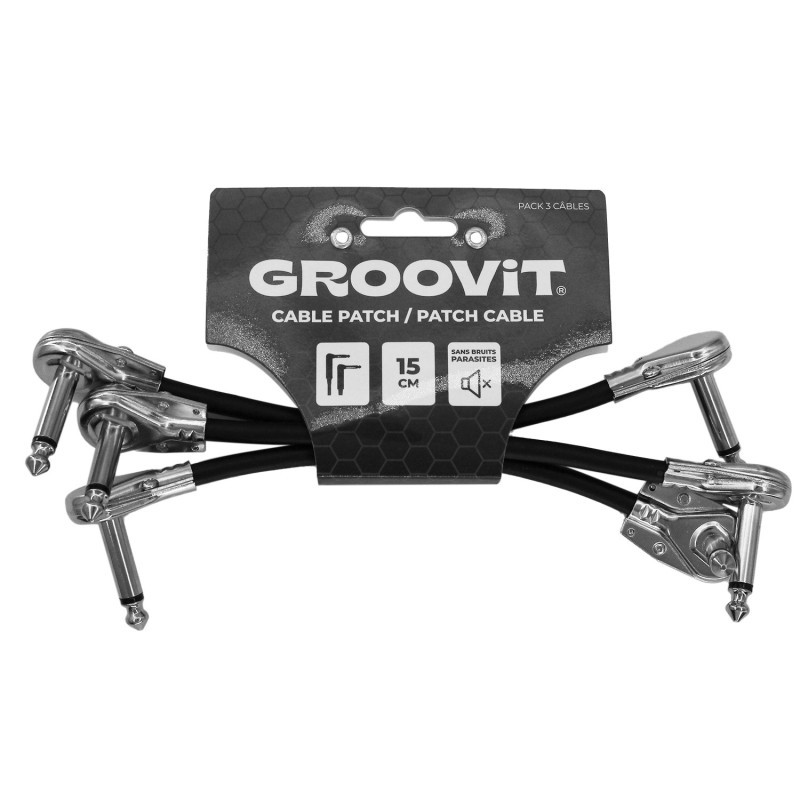 CABLE GROOVIT PATCH 15CM JACK SILVER PACK DE 3