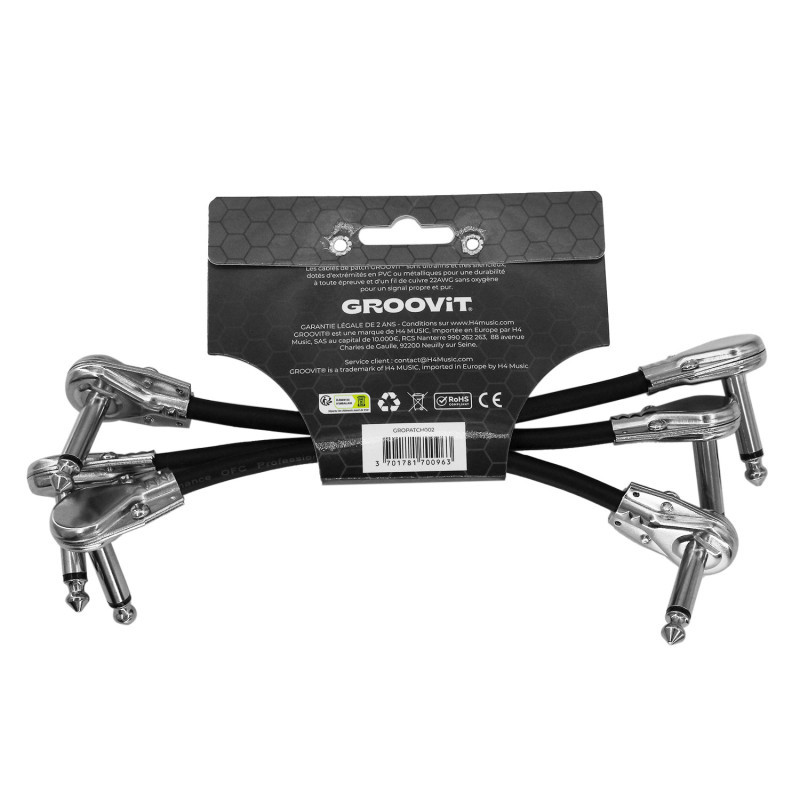 CABLE GROOVIT PATCH 15CM JACK SILVER PACK DE 3